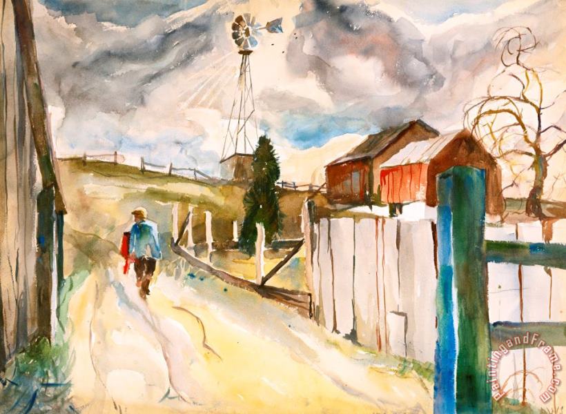 Windmill 1936 painting - andrew wyeth Windmill 1936 Art Print