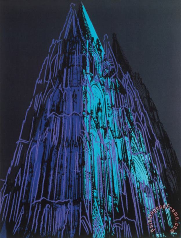 Cologne Cathedral C 1985 Blue painting - Andy Warhol Cologne Cathedral C 1985 Blue Art Print