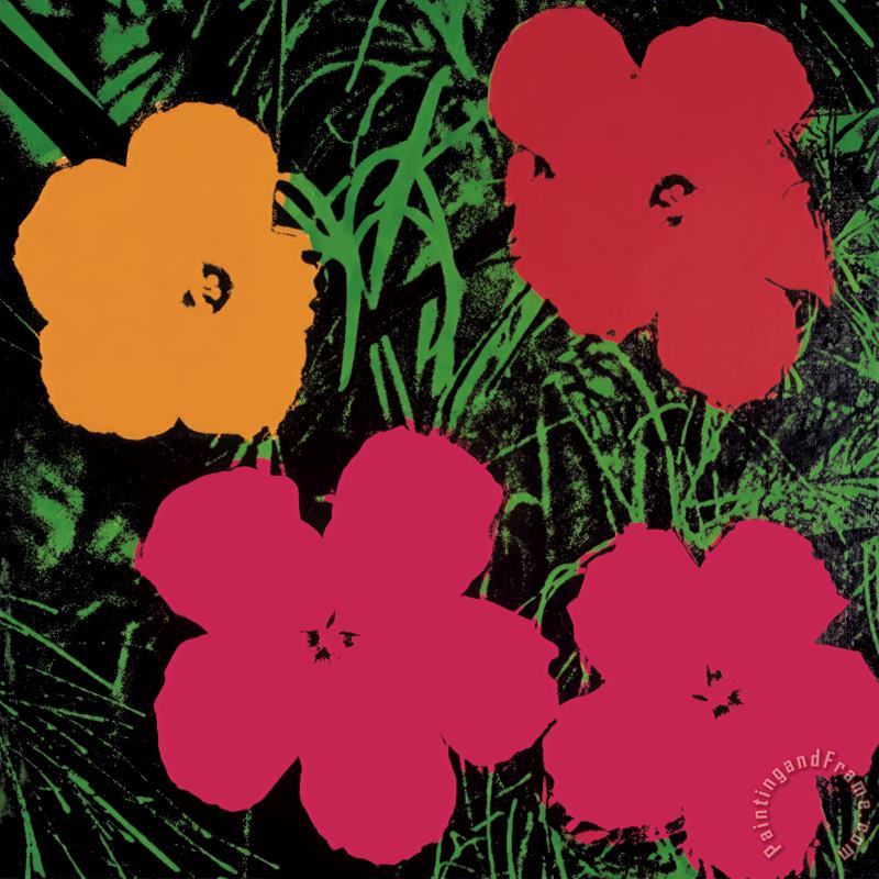 Andy Warhol Flowers 1964 Red Pink And Yellow Art Painting