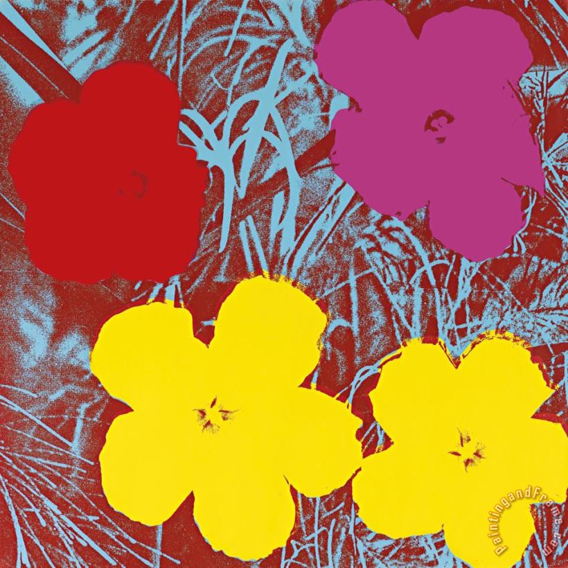 Andy Warhol Flowers C 1970 Red Pink Yellow Art Print