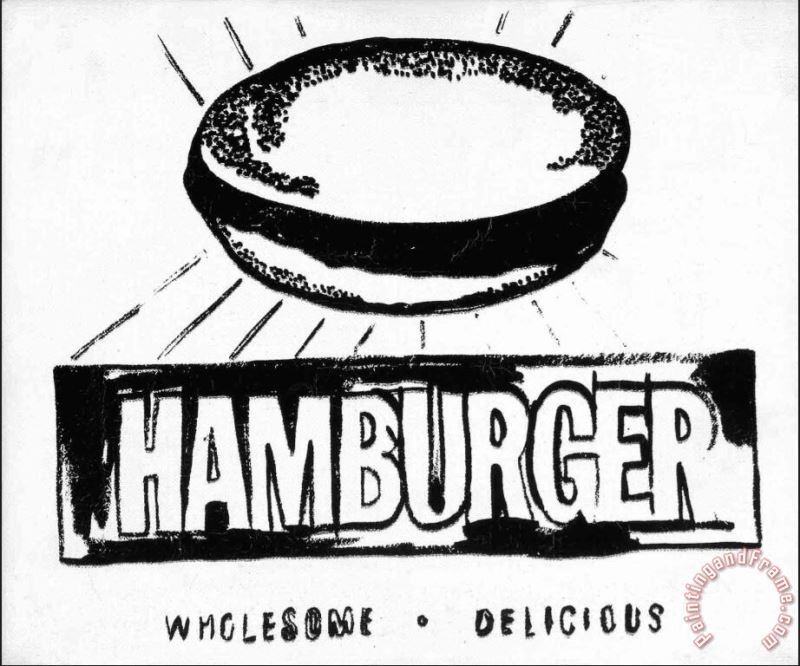 Andy Warhol Hamburger W&b Art Painting