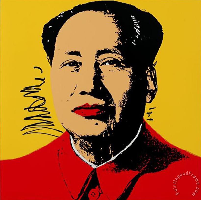 Mao Tse Tung Kopf Beige Rot painting - Andy Warhol Mao Tse Tung Kopf Beige Rot Art Print