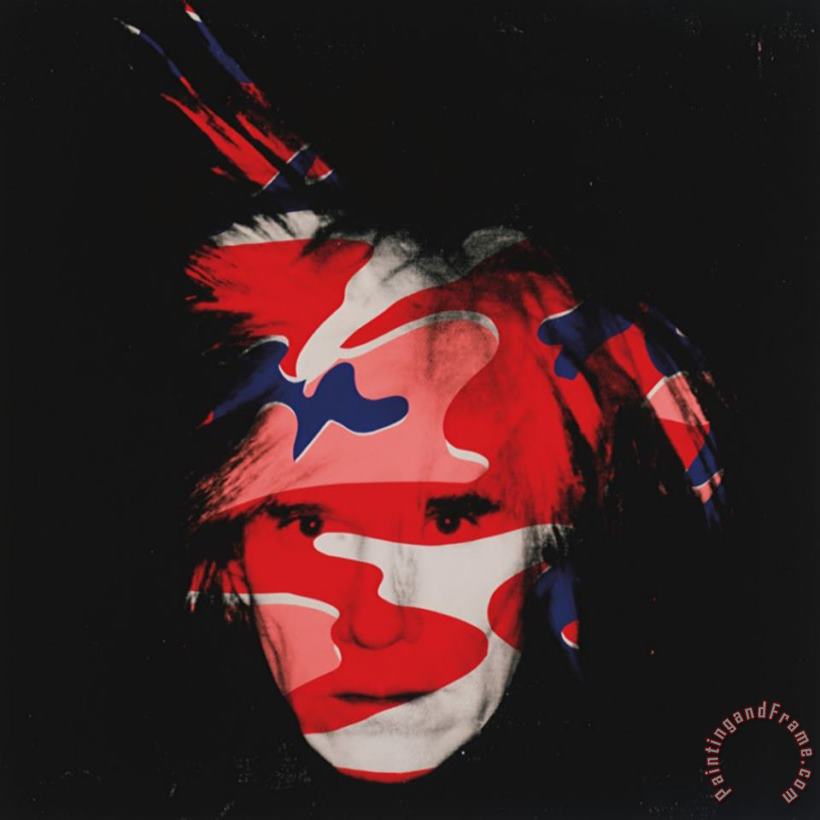 Andy Warhol Self Portrait C 1986 Red White And Blue Camo Art Print