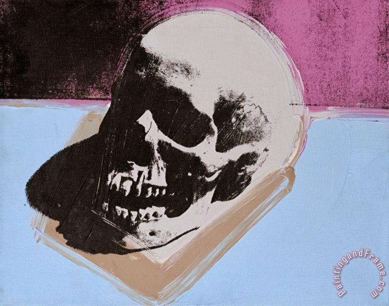 Andy Warhol Skull C 1976 White on Blue And Pink Art Print