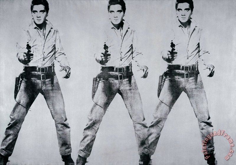 Triple Elvis painting - Andy Warhol Triple Elvis Art Print