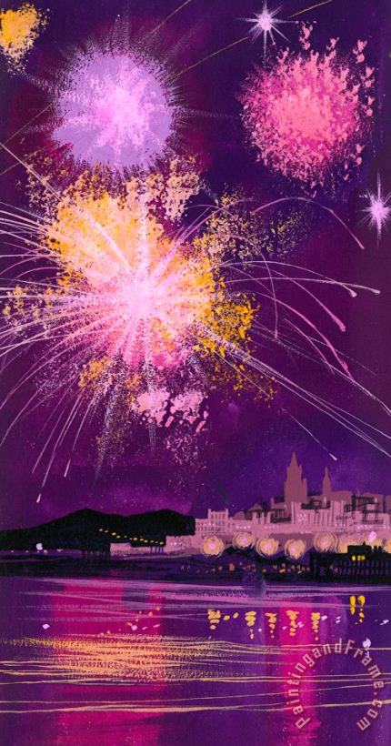 Angss McBride Fireworks in Malta Art Painting
