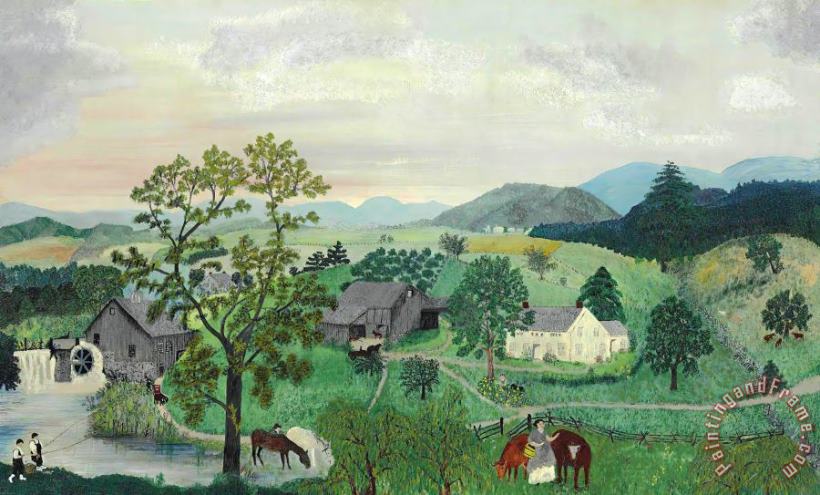 Anna Mary Robertson (grandma) Moses Landscape with a Mill Art Print
