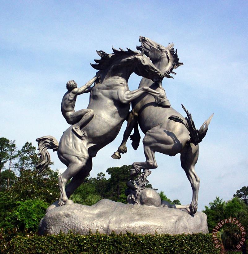 The Fighting Stallions painting - Anna Vaughan Hyatt Huntington The Fighting Stallions Art Print
