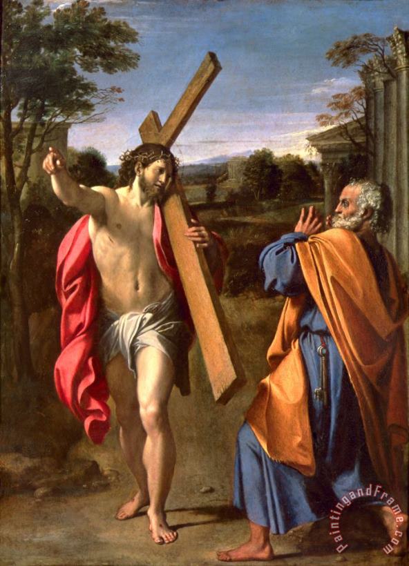 Christ Appearing to St. Peter on the Appian Way painting - Annibale Carracci Christ Appearing to St. Peter on the Appian Way Art Print