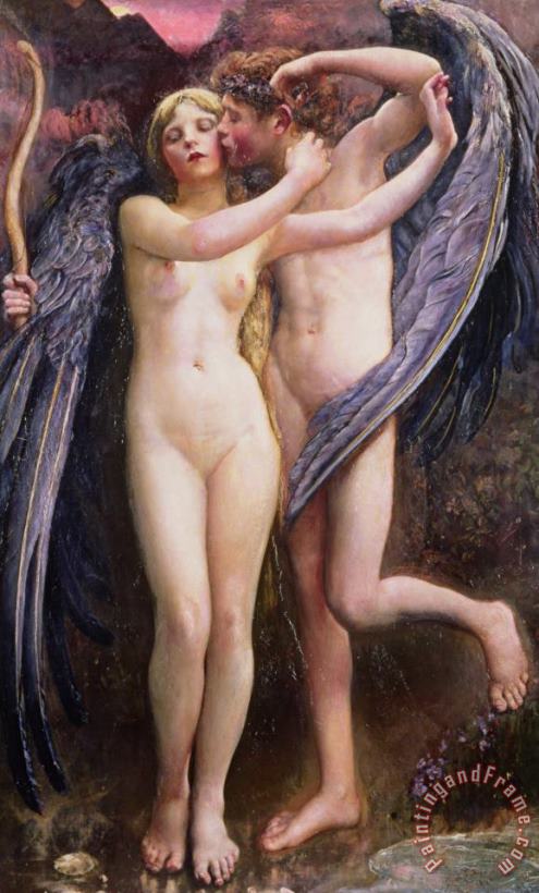 Cupid and Psyche painting - Annie Louisa Swynnerton Cupid and Psyche Art Print