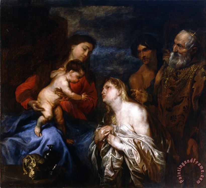 La Virgen Y El Nino Con Los Pecadores Arrepentidos painting - Anthonie Van Dyck La Virgen Y El Nino Con Los Pecadores Arrepentidos Art Print