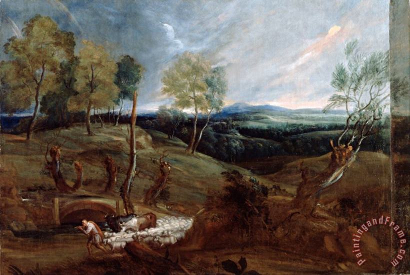 Anthonie Van Dyck Sunset Landscape with a Shepherd And His Flock Art Print