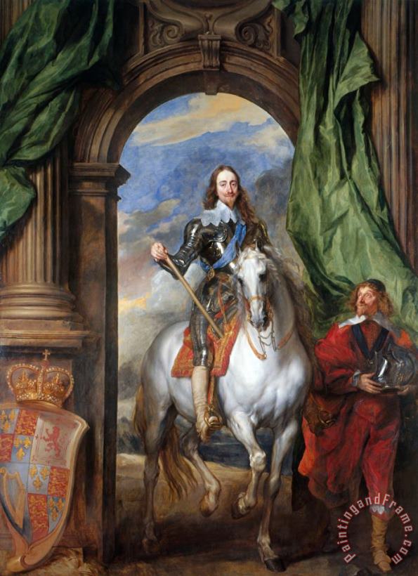 Anthony van Dyck Charles I with Monsieur De St Antoine Art Painting
