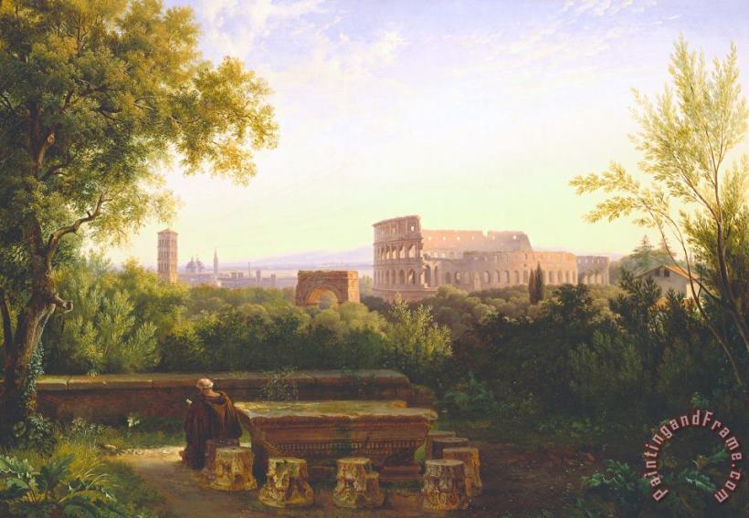 Antoine Felix Boisselier View Of The Colosseum From The Orti Farnesiani Art Print