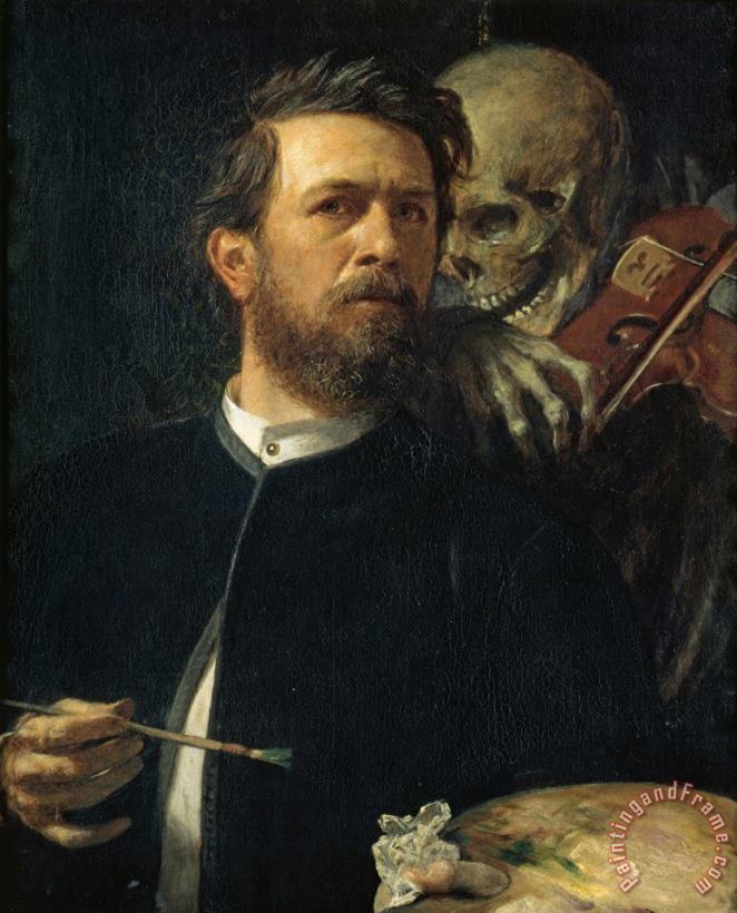 Self Portrait with Death painting - Arnold Bocklin Self Portrait with Death Art Print