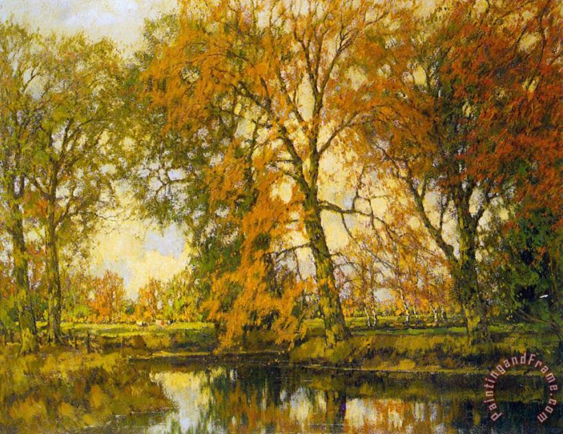 Arnold Marc Gorter An Autumn Landscape with Cows Near a Stream Art Painting