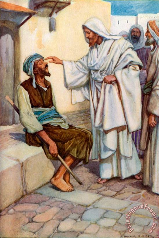 Jesus and the Blind Man painting - Arthur A Dixon Jesus and the Blind Man Art Print