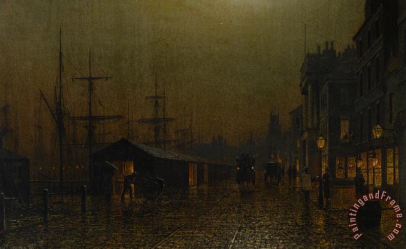 Arthur E. Grimshaw Dock Scene in Glasgow Art Print