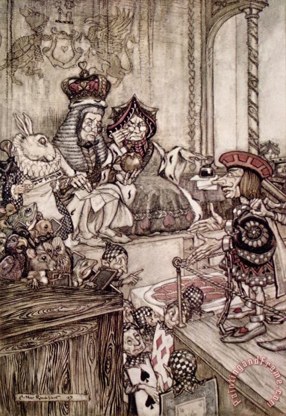 Arthur Rackham Knave Before The King And Queen Of Hearts Illustration To Alice S Adventures In Wonderland Art Print