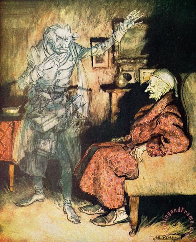 Scrooge And The Ghost Of Marley painting - Arthur Rackham Scrooge And The Ghost Of Marley Art Print