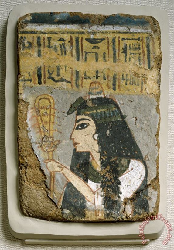 Artist, Maker Unknown, Egyptian Wall Painting Woman Holding a Sistrum Art Print