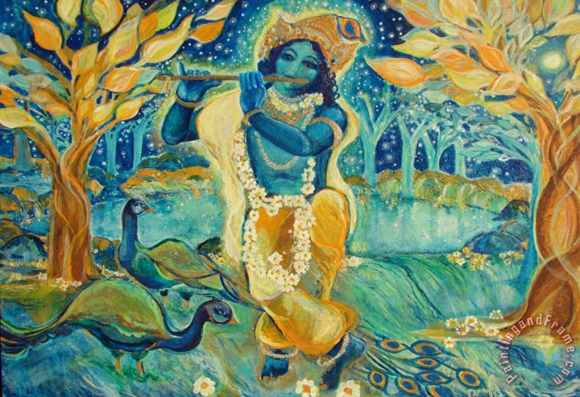 My Krishna is Blue painting - Ashleigh Dyan Moore My Krishna is Blue Art Print