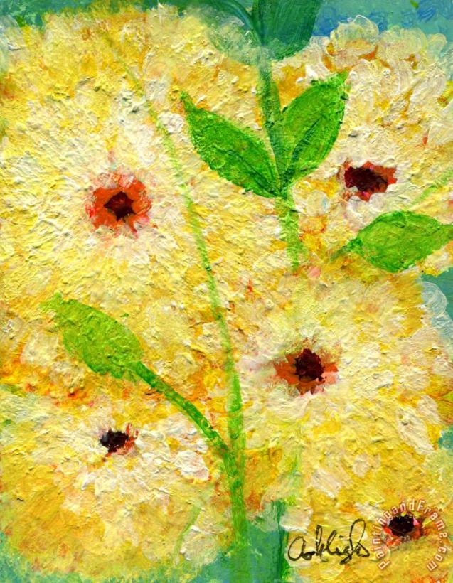 Yellow Flowers Laugh in Joy painting - Ashleigh Dyan Moore Yellow Flowers Laugh in Joy Art Print