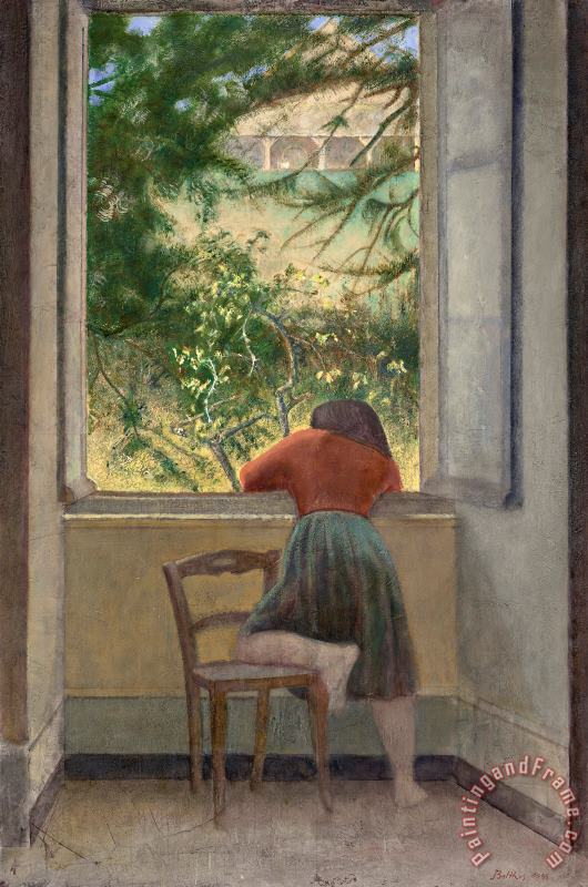 Girl at The Window 1955 painting - Balthasar Klossowski De Rola Balthus Girl at The Window 1955 Art Print