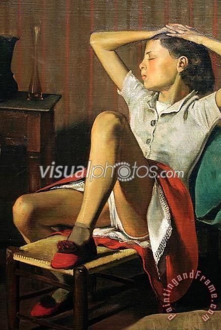 Therese Dreaming 1938 painting - Balthasar Klossowski De Rola Balthus Therese Dreaming 1938 Art Print