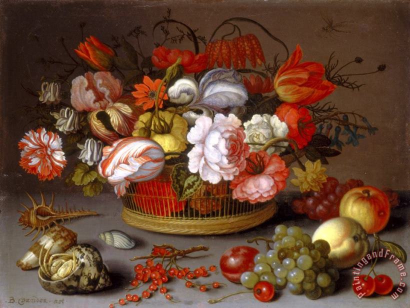 Basket of Flowers painting - Balthasar Van Der Ast Basket of Flowers Art Print