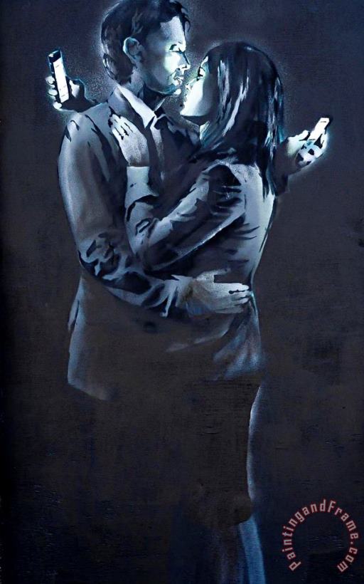 Mobile Lovers painting - Banksy Mobile Lovers Art Print