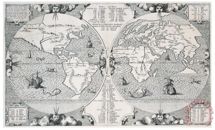 Benito Arias Montano Antique World map Art Print