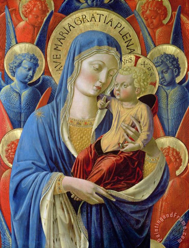  Virgin and Child with Angels painting - Benozzo di Lese di Sandro Gozzoli  Virgin and Child with Angels Art Print