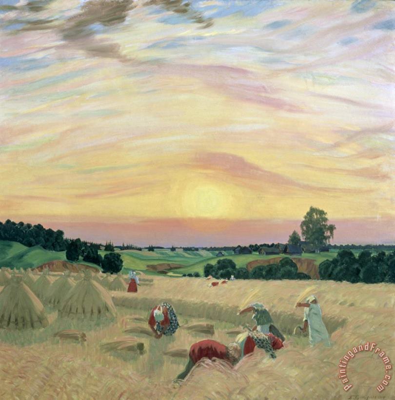 The Harvest painting - Boris Mikhailovich Kustodiev The Harvest Art Print