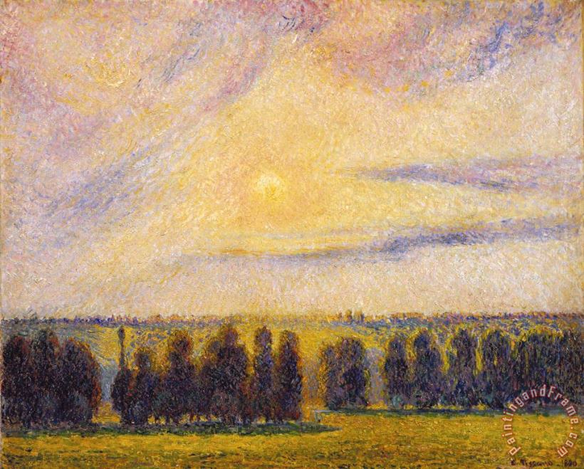 Sunset at Eragny painting - Camille Pissarro Sunset at Eragny Art Print