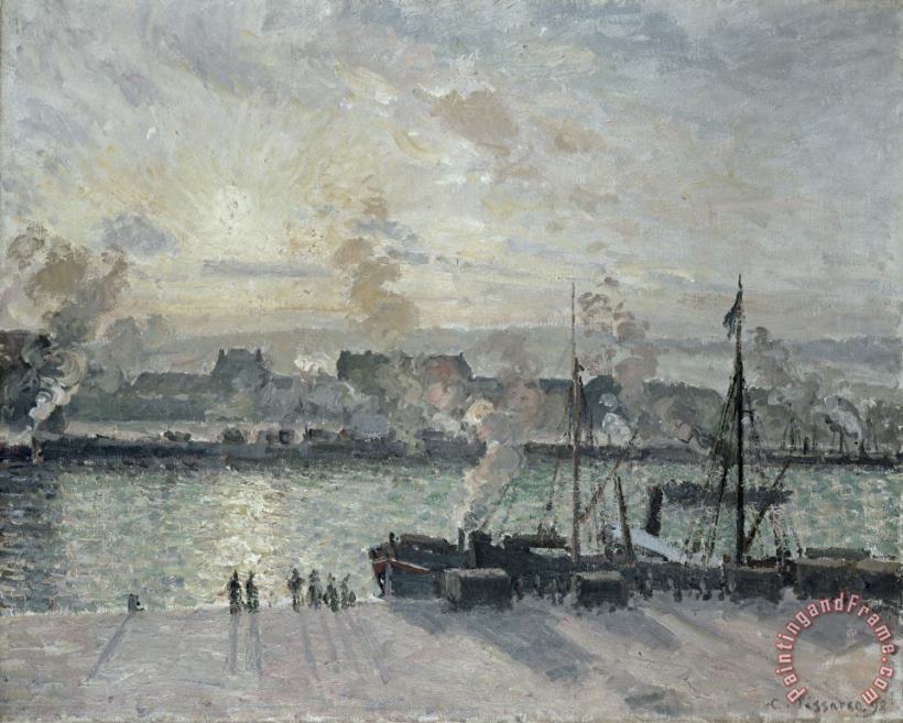 The Port Of Rouen painting - Camille Pissarro The Port Of Rouen Art Print