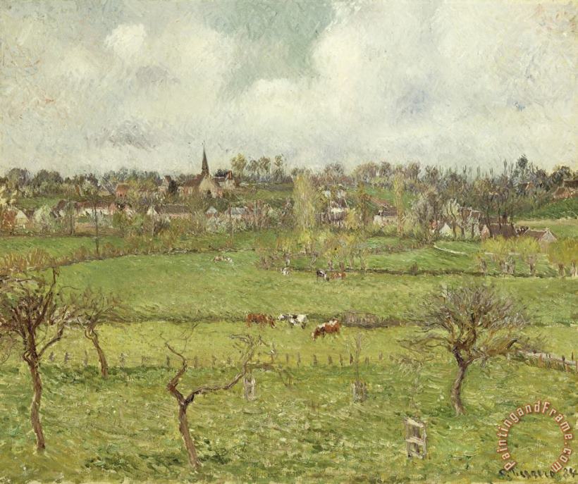 View of Bazincourt painting - Camille Pissarro View of Bazincourt Art Print