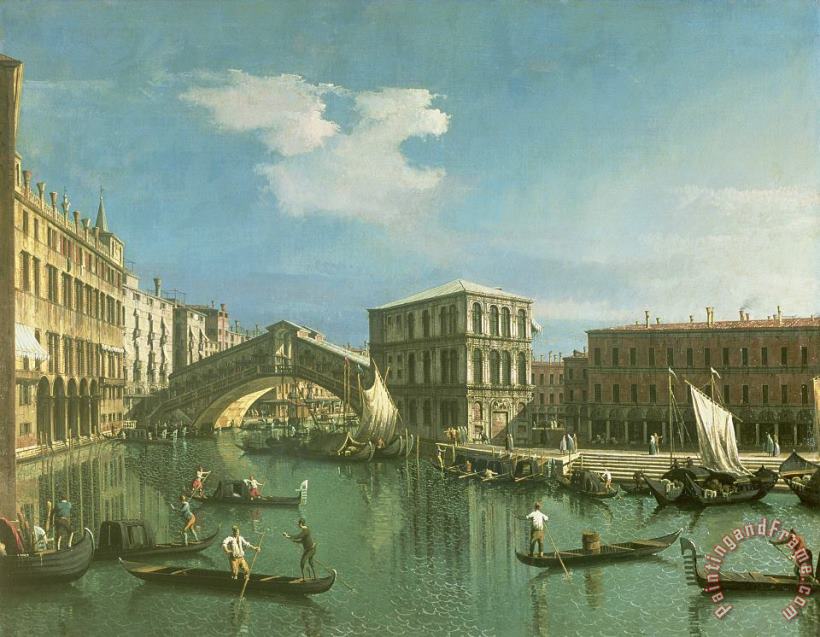 The Rialto Bridge painting - Canaletto The Rialto Bridge Art Print