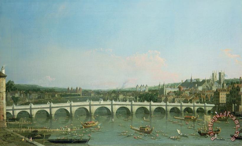 Canaletto Westminster Bridge from the North with Lambeth Palace in distance Art Print