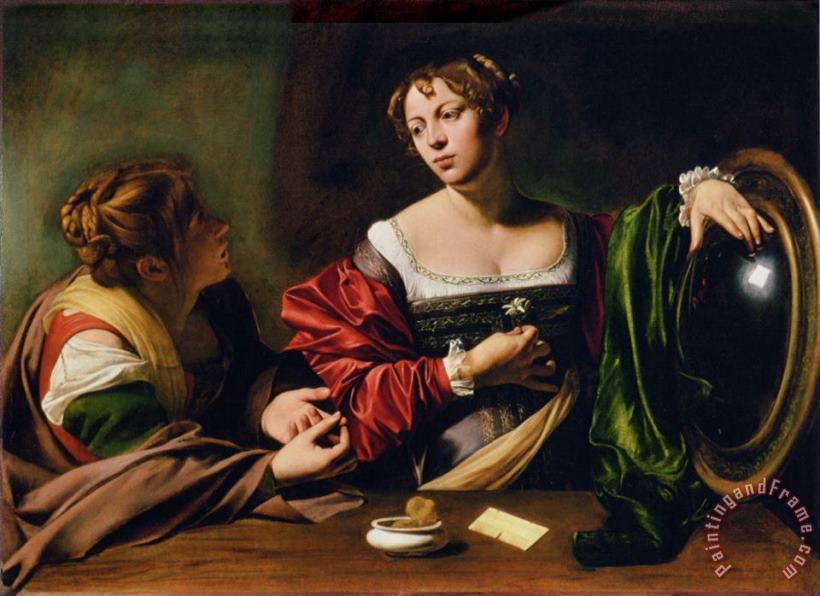 Martha And Mary Magdalene painting - Caravaggio Martha And Mary Magdalene Art Print