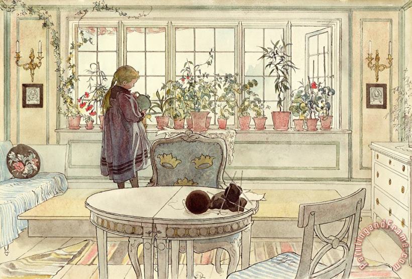 Carl Larsson Flowers on the Windowsill Art Print