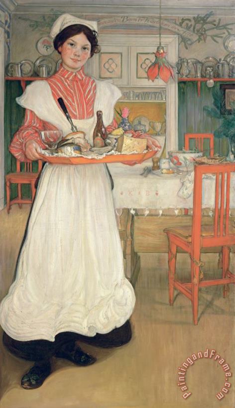 Carl Larsson Martina Carrying Breakfast On A Tray Art Painting