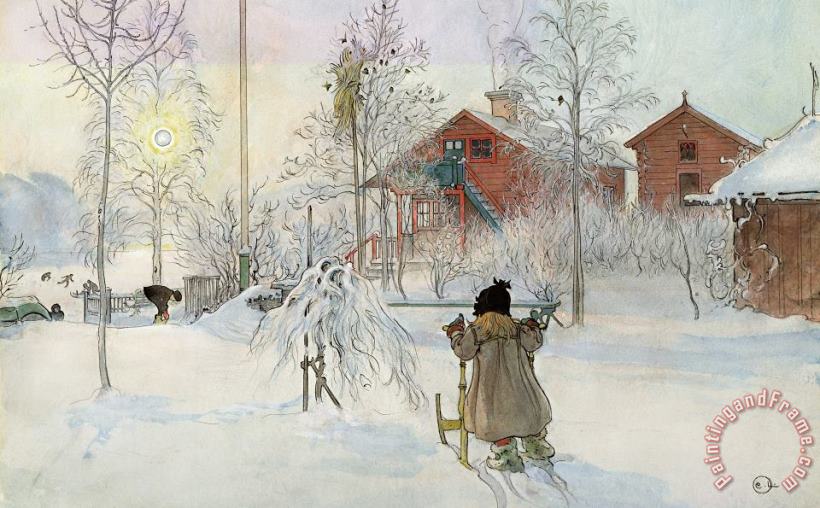 Carl Larsson The Yard And Wash House Art Painting
