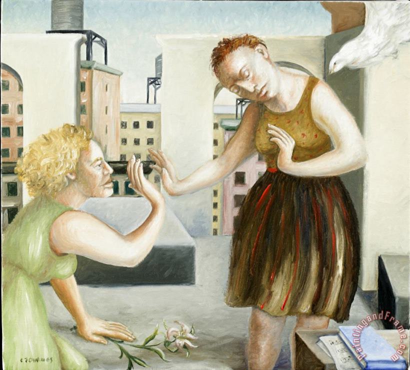 Rooftop Annunciation One painting - Caroline Jennings Rooftop Annunciation One Art Print