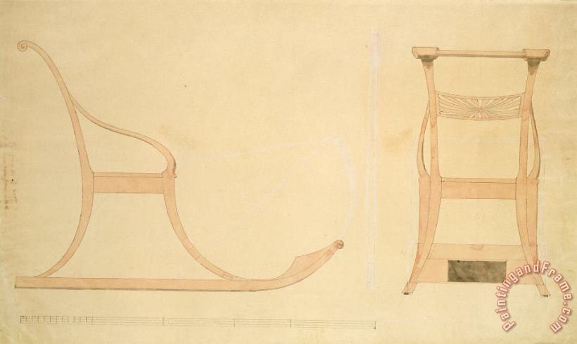 Caspar David Friedrich Chair for a Sleigh (pen with Reddish W/c on Paper) Art Painting