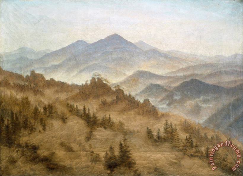Landscape with The Rosenberg in The Bohemian Mountains painting - Caspar David Friedrich Landscape with The Rosenberg in The Bohemian Mountains Art Print