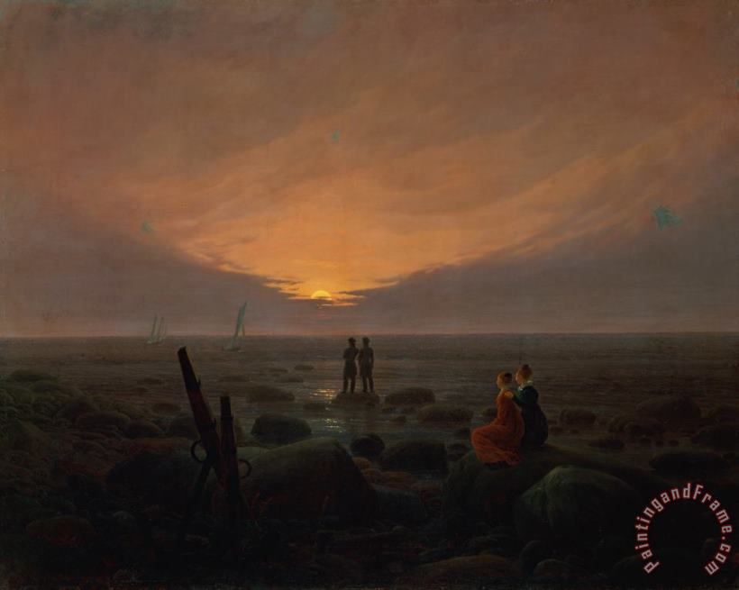 Caspar David Friedrich Moon Rising Over the Sea Art Painting