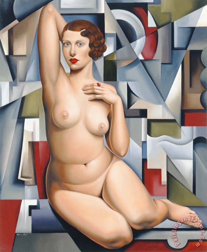 Catherine Abel Seated Cubist Nude Art Painting
