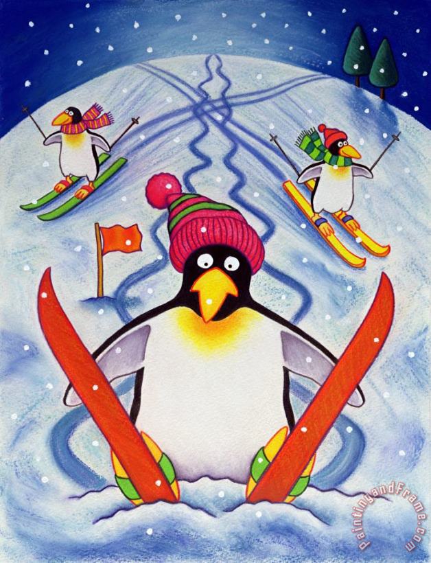 Skiing Holiday painting - Cathy Baxter Skiing Holiday Art Print