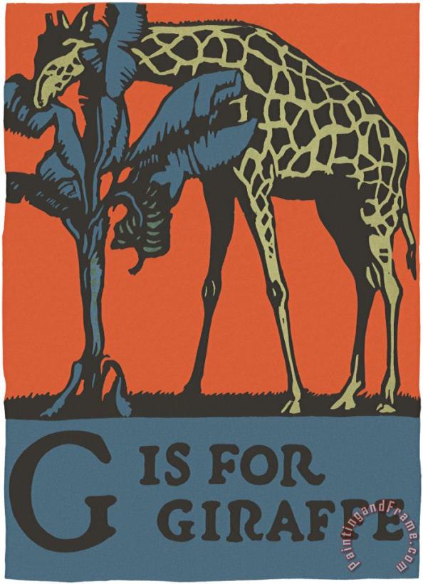 Alphabet: G Is for Giraffe painting - C.B. Falls Alphabet: G Is for Giraffe Art Print